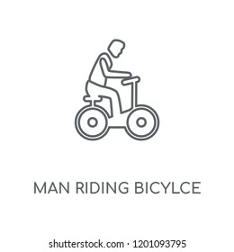 Man Riding Bicylce linear icon. Man Riding Bicylce concept stroke symbol design. Thin graphic elements vector illustration, outline pattern on a white background, eps 10.