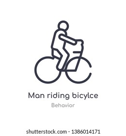 man riding bicylce outline icon. isolated line vector illustration from behavior collection. editable thin stroke man riding bicylce icon on white background