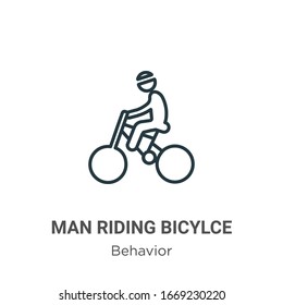 Man riding bicylce outline vector icon. Thin line black man riding bicylce icon, flat vector simple element illustration from editable behavior concept isolated stroke on white background