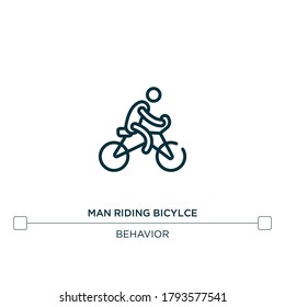 man riding bicylce vector line icon. Simple element illustration. man riding bicylce outline icon from behavior concept. Can be used for web and mobile
