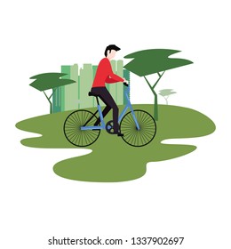 man riding bike
