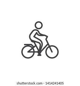 Man riding bike line icon. linear style sign for mobile concept and web design. Man on Bicycle outline vector icon. Biking symbol, logo illustration. Vector graphics