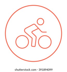 Man riding  bike line icon.