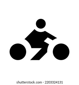 Man Riding Bike Or Motorcycle Logo For Transportation, Technology, Automotive, Sport, And Spare Part Company Or Community, Black Simple Minimalist Flat Logo Design