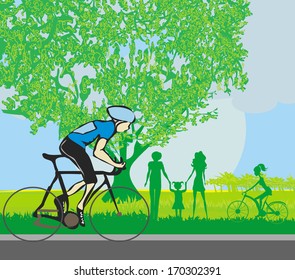 man riding a bike in the park
