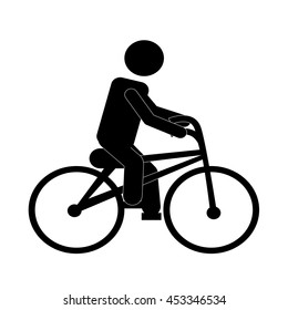 man riding bike silhouette over white background