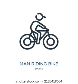 man riding bike thin line icon. bicycle, bike linear icons from sports concept isolated outline sign. Vector illustration symbol element for web design and apps.
