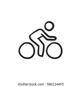 Man riding  bike vector sketch icon isolated on background. Hand drawn Man riding  bike icon. Man riding  bike sketch icon for infographic, website or app.
