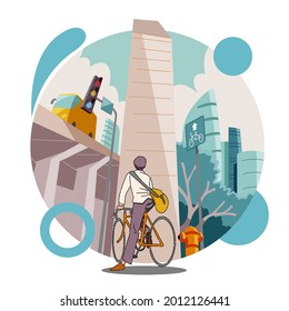 Man riding bike to work