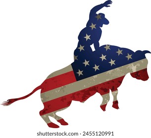 Man riding bucking bronco in rodeo wild west