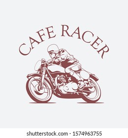 a man riding a classic motorcycle, cafe racer