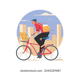 Man Riding Cycle vector illustration Concept