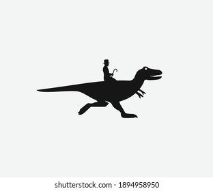 Man riding a dinosaur vector illustration