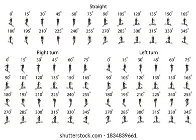 Man riding a electric scooter in isometric. Animation for games, 72 sprites of a man with a scooter in isometric.