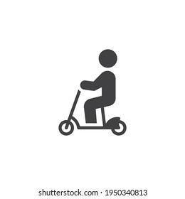 Man riding electric scooter vector icon. filled flat sign for mobile concept and web design. Electric scooter side view glyph icon. Symbol, logo illustration. Vector graphics