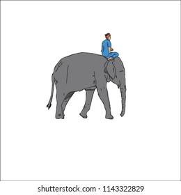 A man riding elephant