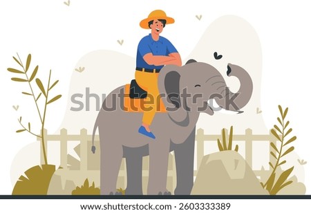 A man riding an elephant