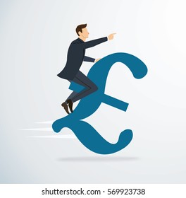 a man riding Euro icon vector. business concept illustration. way to success. 