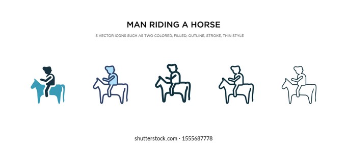 man riding a horse icon in different style vector illustration. two colored and black man riding a horse vector icons designed in filled, outline, line and stroke style can be used for web, mobile,