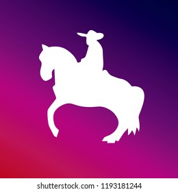 Man riding a horse icon vector illustrator creative design purple and pink gradient background