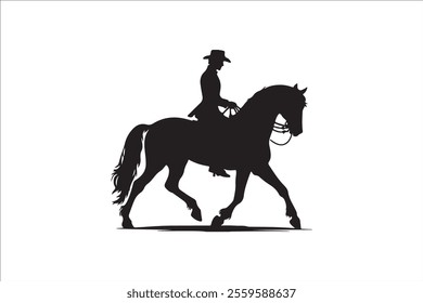 man riding horse silhouette isolated on white background vector