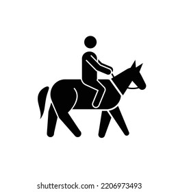 Man riding a horse simple icon vector symbol. Horseback ride logo vector pictogram. Equestrian center logo symbol.