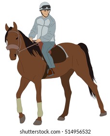 man riding a horse - vector illustration