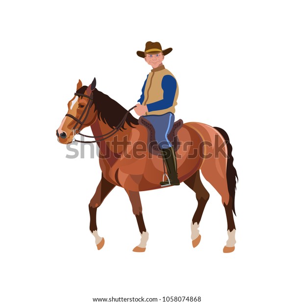 Man Riding Horse Vector Illustration Isolated Stock Vector (Royalty ...