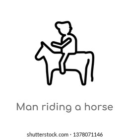 Man Riding Horse Vector Line Icon Stock Vector (Royalty Free ...