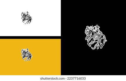 man riding horse vector outline design