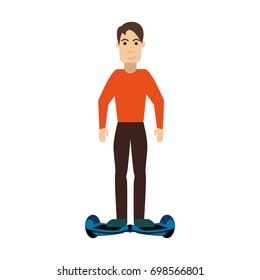 man riding hoverboard icon image 