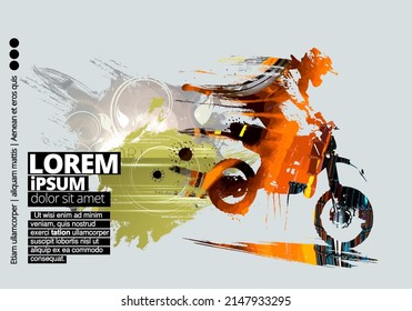 Man riding motobike, extreme sport racing. Vector