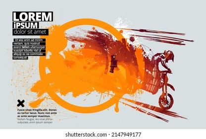 Man riding motobike, extreme sport racing, vector illustration