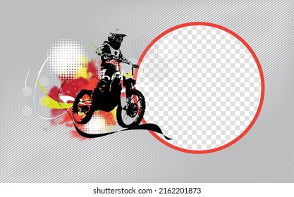 Man riding motobike, extreme sport racing, vector illustration