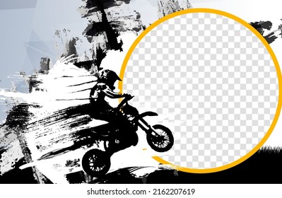 Man riding motobike, extreme sport racing. Vector illustration ready for internet banners, social media banners, headers of websites