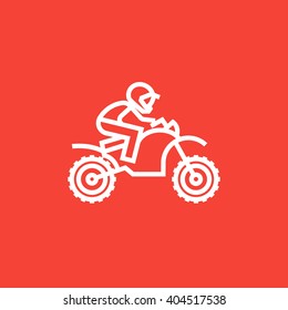 Man riding motocross bike line icon.