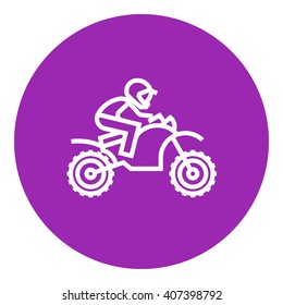 Man riding motocross bike line icon.