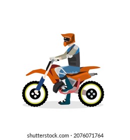 man riding a motocross.Isolated vector illustration on a white background.