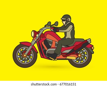 A man riding motorbike graphic vector