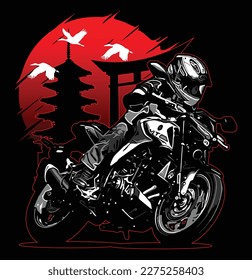 A Man Riding a motorbike vector