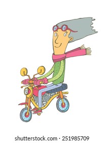 a man riding a motorcycle