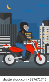 Man riding motorcycle.