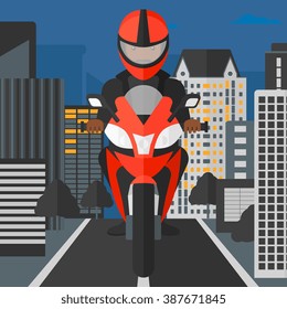 Man riding motorcycle.