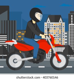 Man riding motorcycle.