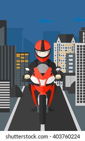 Man riding motorcycle.