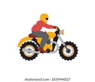 Hombre montando una motocicleta. Ilustración vectorial de color.
