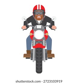 Hombre montando motocicleta vista frontal ilustración de Arte vectorial