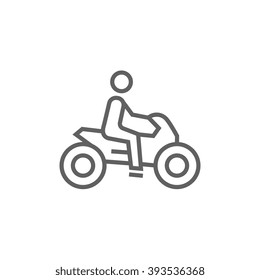 Man riding motorcycle line icon.