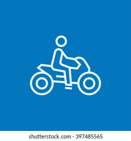 Man riding motorcycle line icon.