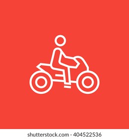 Man riding motorcycle line icon.